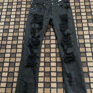 Versace Black Distressed Slim Fit Jeans